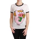 Dolce & Gabbana Bomull - Herr T-shirts Dolce & Gabbana White YEAR OF THE PIG Top Cotton T-shirt IT44