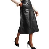 Ted Baker Dam Kjolar Ted Baker Oaklyna Leather Panelled A-Line Midi Skirt, Black