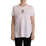 Bomull - Dam - One Size T-shirts Dolce & Gabbana White DG Crown Print Cotton Collared Neck T-shirt IT44