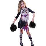 Zombie Cheerleader Svart/Lila Barn Maskeraddräkt