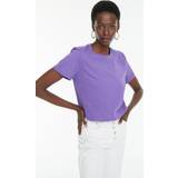 Trendyol Collection Kvinnors lila 100% bomull Supreme Bike Collar Crop stickad t-shirt, lila