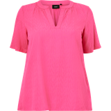Zizzi Överdelar Zizzi Marley S/s Blouse Pink Viskose Bluse M58815a
