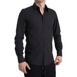One Size Skjortor Dolce & Gabbana Black Cotton Men Long Sleeves MARTINI Shirt IT40