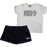 Kiss Dam Kläder Kiss Womens/Ladies Infill Logo Cotton Summer Short Pajamas Set Black/White/Multicolour