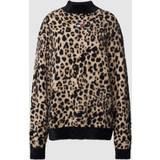 Dam - Leopard Tröjor Tommy Jeans – Leopardmönstrad tröja med halvpolokrage och logga-Brown