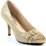 Lunar Pumps Lunar Womens/Ladies Lyla Peep Toe Court Shoes Gold/Grey