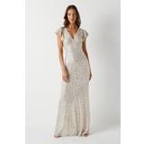 Coast Dam Kläder Coast V Neck Angel Sleeve Sequin Maxi Bridesmaids Dress Champagne