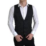 Herr - Silke/Siden Ytterkläder Dolce & Gabbana Black Polyester Waistcoat Formal Men Vest IT46