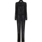 Michael Kors Jumpsuits & Overaller Michael Kors MK Pinstripe Sequined Georgette Jumpsuit Black