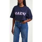 Marni Dam Kläder Marni T-Shirt Cropped Cotton Logo Svart IT EUR 38