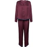 Satin Morgonrockar & Badrockar Esprit Bodywear dam satin Colour Block CVE pyjamas set, bordeaux röd