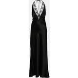Aftonklänningar - XXS SIR Aries lace-trimmed silk gown black