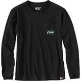 Carhartt Dam T-shirts Carhartt Lös passform för män, tung långärmad shamkjol, ficka, t-shirt, svart