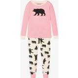 Hatley Barnkläder Hatley Pyjamas för flickor, långärmad applikation, tvådelad pyjamas, Rosa rosa rosa björnsnovande 650 månader