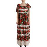 Långa klänningar - One Size Dolce & Gabbana Multicolor Geranium Print Lace Long Maxi Dress IT44
