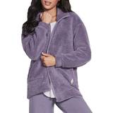 Dam - Fårskinn Jackor Skechers Women's GOLounge Downtime Jacket Top Gray/Purple Polyester Gray/Purple