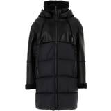 Moncler Skinn - Svarta Kläder Moncler Black Leather And Nylon Tana Down Jacket Black