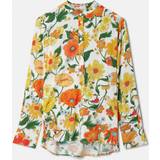 Stella McCartney Skjortor Stella McCartney Lady Garden Print Collarless Shirt, Woman, Orange Multicolour, Orange Multicolour