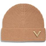 Valentino Accessoarer Valentino Ribbed-knit embellished cashmere beanie beige One fits all