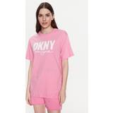 DKNY Dam T-shirts DKNY Women's Bold Script Logo överdimensionerad t-shirt, Bubblegum, M, Bubblegummi