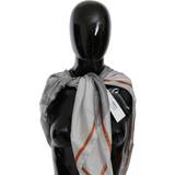 Blommiga Halsdukar & Sjalar Costume National Gray Orange Silk Floral Foulard Wrap Scarf