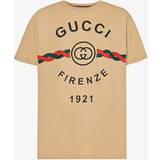 Gucci Bomull Överdelar Gucci Logo-print Cotton-jersey T-shirt Mens Camel