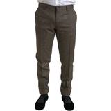 Cashmere Byxor & Shorts Dolce & Gabbana Brown Wool Dress Skinny Men Trouser Pants IT48