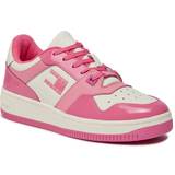 Dam - Lack Sneakers Tommy Jeans Retro Patent Leather Fine Cleat Basketball Trainers PINK ALERT