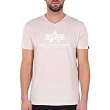 Alpha Industries Rosa Kläder Alpha Industries Basic V-ringad T-shirt för män, Bleks persika