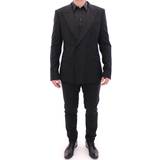 S Kostymer Dolce & Gabbana Black Striped Breasted Slim Fit Suit IT54