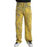Gula - Herr Jeans Dolce & Gabbana Yellow Cotton Tie Dye Straight Denim Jeans IT50