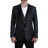 Herr - L Kostymer Dolce & Gabbana Black Jacquard Piece Single Breasted Suit IT52