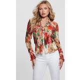 Guess Dam Blusar Guess Eco Vivenne Plisse Button-up Top Peony Animal Multi