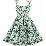 Blommiga - Långa klänningar - XXL Shein Plus Floral Print Belted Shoulder Strap Knotted Cami Dress