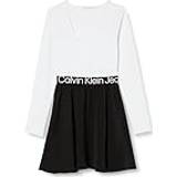 Calvin Klein Elastan/Lycra/Spandex Klänningar Calvin Klein Logo Tape Long Sleeve Dress WHITE