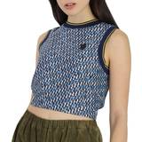 Moncler Dam Linnen Moncler Ladies Bright Blue Abstract-Pattern Cropped Tank Top