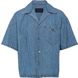 Prada Överdelar Prada Cotton and linen bowling shirt blue
