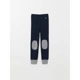 Underställ Polarn O. Pyret Kids' Merino Wool Contrast Knee Trousers, Blue/Grey