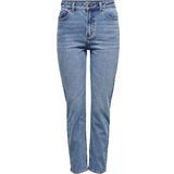 8 - Dam Byxor & Shorts Only Emily Life Hw Ankle Straight Fit Jeans - Blue/Medium Blue Denim