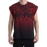 Dolce & Gabbana Herr Linnen Dolce & Gabbana Red Leopard Cotton Sleeveless Tank T-shirt IT48