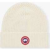 Canada Goose Gråa Accessoarer Canada Goose Mens Cottongrass Arctic Disc Brand-patch Wool-knit Beanie hat