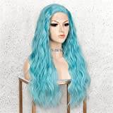 Blue Synthetic Lace Front Wig Long Wavy Synthetic Hair