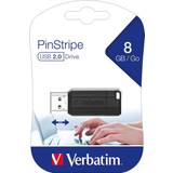 8 GB - USB Type-A Minneskort & USB-minnen Verbatim USB-Minne PinStripe 8GB Svart