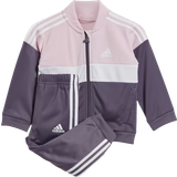 Rosa Tracksuits Barnkläder adidas Kid's Tiberio 3-Stripes Colorblock Shiny Tracksuit - Clear Pink/White/Shadow Violet
