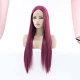 Löshår & Peruker Lace Front Wigs,Long Straight Synthetic Hair Lace Front Wigs for Natural Hairline Red Color