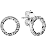 Pandora Stiftörhängen Pandora Sparkling Circle Stud Earrings - Silver/Transparent