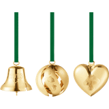 Mässing Juldekorationer Georg Jensen Bell, Ball & Heart Gift Set Gold Julgranspynt 5.4cm 3st