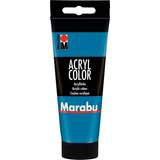 Marabu 12010050056 – akryl färg cyan 100 ml, krämfärgad akrylfärg på vattenbas, snabbtorkande, ljusäkta, vattentåliga, för applicering med pensel och svamp på duk, papper och trä