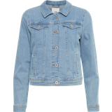 Ichi Ytterkläder Ichi IHSTAMPE JA Dam jeansjacka denim övergångsjacka med stretch knappar, Ljusblå 19044