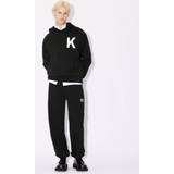 Kenzo Jersey Byxor & Shorts Kenzo Mens Black Logo-print Relaxed-fit Cotton-jersey Jogging Bottoms